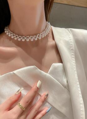 短款轻奢小众赫本风颈链女