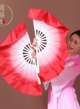 舞蹈扇子跳舞扇成人演出广场扇左右手塑料一对响扇青花瓷扭秧歌扇