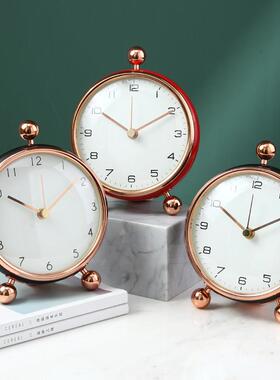 北欧轻奢台式座钟客厅钟表摆件台钟时钟桌面摆钟个性创意静音坐钟