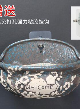 壁挂水培花器家居摆件茶桌绿萝花插花瓶陶瓷粗陶多肉植物花盆