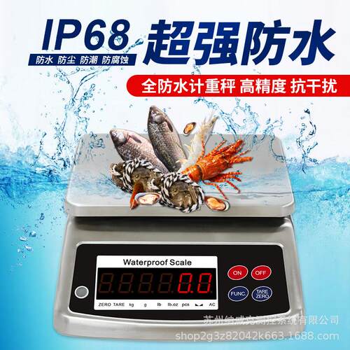 出口英文防水电子秤304不锈钢海鲜食品加工称IP68防尘天平 - 图0