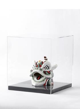新中式透明亚克力罩舞狮雕塑摆件样板房茶几展厅售楼处醒狮子装饰