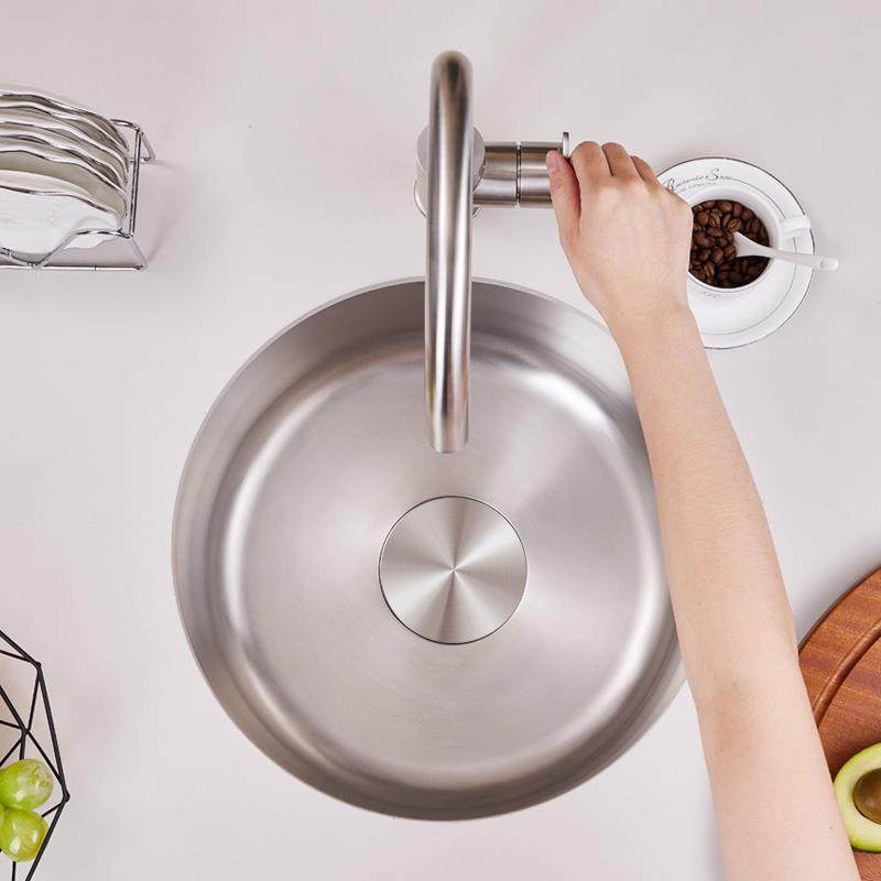 迈锐博圆形不锈钢水槽吧台圆盆洗菜盆水池304单槽台下盆M1415,淘宝优惠券,粉丝福利购,淘宝优惠卷