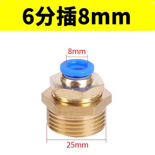 PC8-06-1寸气管接头20快速一寸6分16mm快插PU管10 12带螺纹PC直通 - 图1