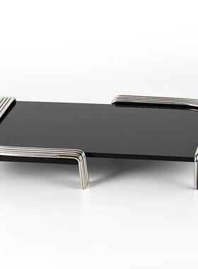 钢现代简约轻奢几何NOE样线条面长方形不锈镜托盘摆件板房售楼处