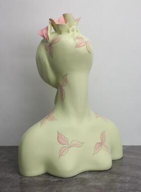 新中式物创意顶花女人人样1111雕塑板房卧书房客厅餐室厅桌面玄关