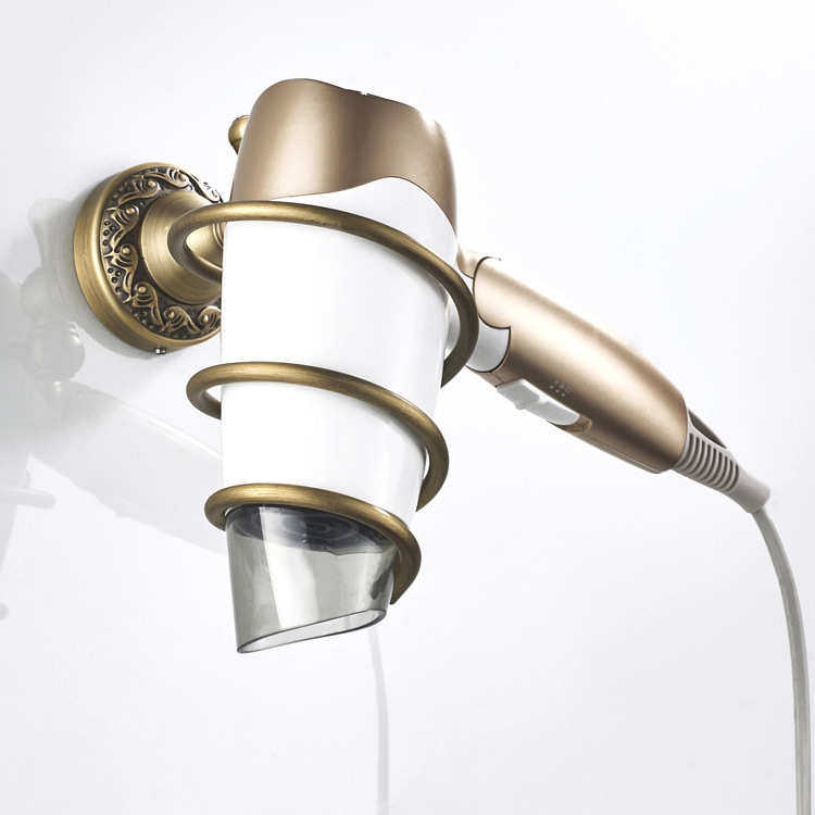 浴室五金挂件收纳风筒架置物架黄铜欧式仿古吹风机架壁挂电吹风架,淘宝优惠券,粉丝福利购,淘宝优惠卷