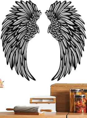 爆款黑色天使之翼发光翅膀墙面挂件拍照道具铁艺工艺品装饰