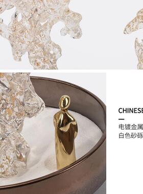 新中式创意树脂太湖石抽象任务摆件书房玄关售楼处酒店前台摆设品