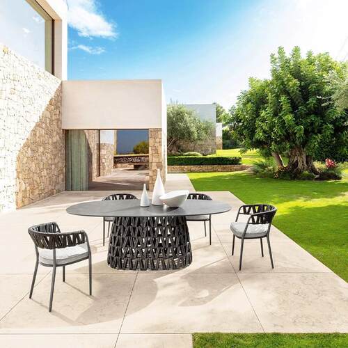 户外休闲椅阳台店庭院syg-360酒几室外露台藤椅岩板餐桌茶三件套 - 图2