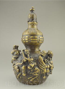 正品纯铜仿古招财开口八迁仙玄葫芦摆件办业公室客厅关开乔风水工