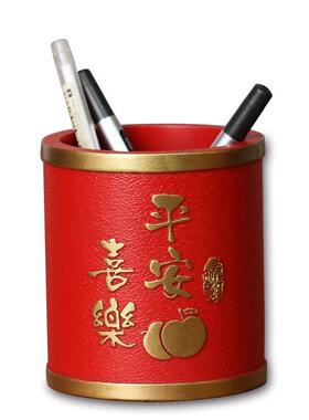 办公室书桌面笔筒红色书房间创意网红可爱儿童房摆件学生生日礼物