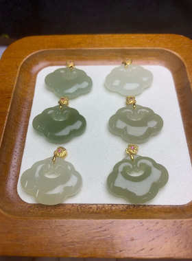 厂家批发和田玉银扣大号如意锁吊坠干净无杂质 小众设计轻奢感