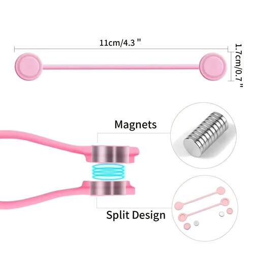 5/3/1PCS Silicone Magnetic Cable Tie Reusable Wire Organizer - 图1