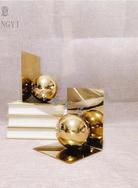 现代简约创意金属书档书靠书立摆件客厅桌面书架轻奢家居软装饰品