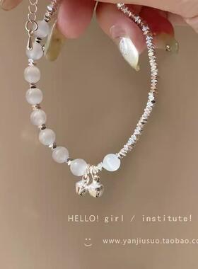 猫眼石拼接碎银子铃铛手链女轻奢小众精致串珠手饰高级感水晶手串