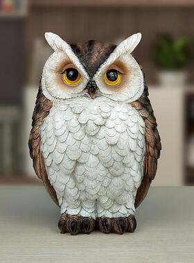 树脂模拟猫头鹰装饰品客厅家庭电视柜酒柜桌面装饰可爱的动物鸟工