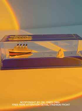 这次的船不会沉，所以爱也不会结束 游轮流体漂流瓶摆件生日礼物