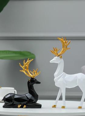 现代简约折纸鹿摆件创意家居客厅室内软装桌面装饰品树脂工艺品