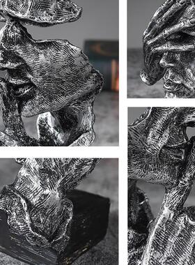 复古沉默是金沉思者雕塑店铺柜台门店装饰品客厅卧室玄关礼品摆件