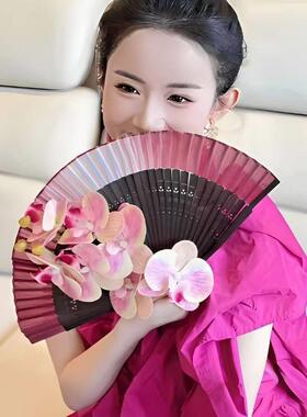 折扇新中式手捧彷真花新娘结婚新中式手捧花古式家居摆放团扇婚庆