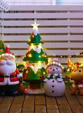 。圣诞装饰品麋鹿圣诞老人摆件发光圣诞树商场店面餐厅氛围场景布