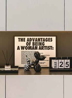 现代简约玄关装饰摆饰黑白气球狗客厅电视酒柜桌面钥匙收纳软装