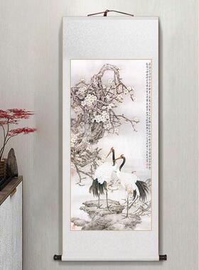 松鹤延年国画挂画 适用新中式玄关装饰画 中国风客厅壁画
