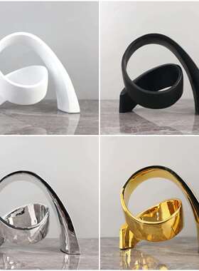 式轻奢异形几何树脂扭曲条艺术飘带件欧1817玄关电摆视柜家居装饰