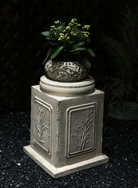 落地摆件仿石墩人造石柱户外造景新中式庭院花园盆景底座阳台花架