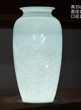 高档景镇陶瓷关花瓶件轻奢高德档摆手绘薄胎半刀泥新中式客厅玄装