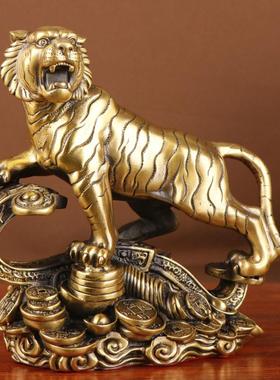 杨铜记铜老虎如意虎金钱虎十二生肖铜虎铜虎摆件
