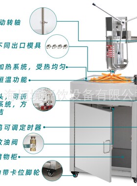 怡然缘可旋转拉丁果机 商用吉事果机带炸炉 西班牙油条机带炸锅