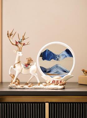创意流沙画招财鹿摆件客厅玄关电视酒柜搬家开业装饰摆设乔迁礼物
