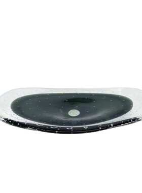 欧式绿烟灰果盘异形琉璃椭圆托盘摆件样板房售楼处软装饰品