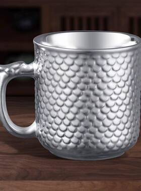 龙鳞金杯锤纹银杯创意金银杯镀金杯鎏银茶杯主人办公杯白瓷咖啡杯