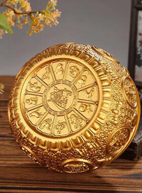 纯黄铜蟾聚宝盆摆件带盖子ZE-00002招财进宝客厅 店铺装开饰金业