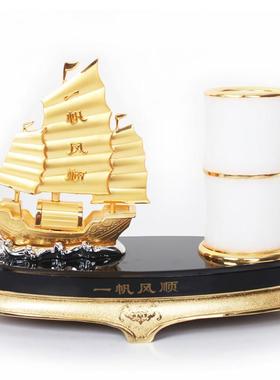 创意大展宏图老鹰送老板领导办公室玉石笔筒桌面摆件装饰礼品