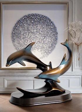 新款欧式海豚摆件家居客厅电视柜酒柜装饰品办公室桌面创意工艺礼