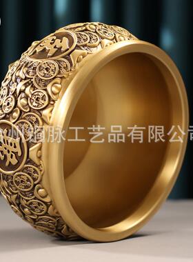 全黄铜金铜钱元宝聚盆件宝招财聚财客IBS厅中门厅收纳装饰品式摆