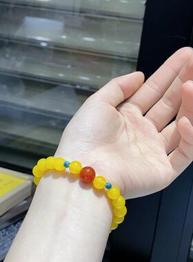 2026黄玛瑙搭配红玛瑙隔珠手串新中式转运珠黄色手链男女款