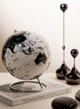 线条地球仪黑白英文版亚克力摆件现代风简约书房书柜办公室装饰品