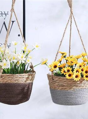 Garden Hanging Planter Macrame Plant Storage Basket Jute Rop
