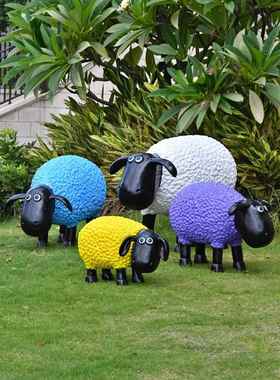 幼儿园林玻璃钢仿真动物创意雕塑户外花园庭院摆件草坪卡通羊装饰