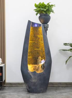 创意现代轻奢流水摆件循环水生财客厅鱼缸欧式流水造景家庭加湿器