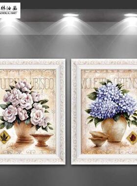 室欧式客厅装饰画联大气FM544815卧挂餐厅壁画两花卉油画画墙画竖