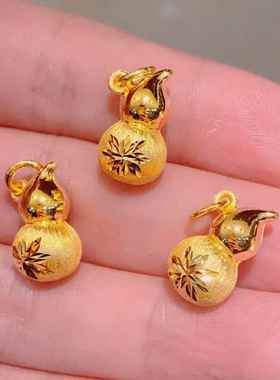 黄色车花葫芦吊坠精个性简约古法时尚轻奢风气质日常品金百搭新款