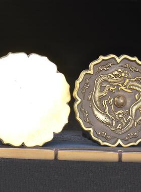 圆形黄铜八卦镜梅花铜镜四神兽十二生肖好合双龙戏珠挂件