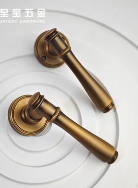 室内门锁卧室分体锁简约木门锁静音磁吸房门锁复古通用含锁把手锁
