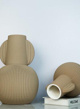 3D打印陶瓷花售楼部样板房插花装饰品简约手绘干花花器客厅摆件